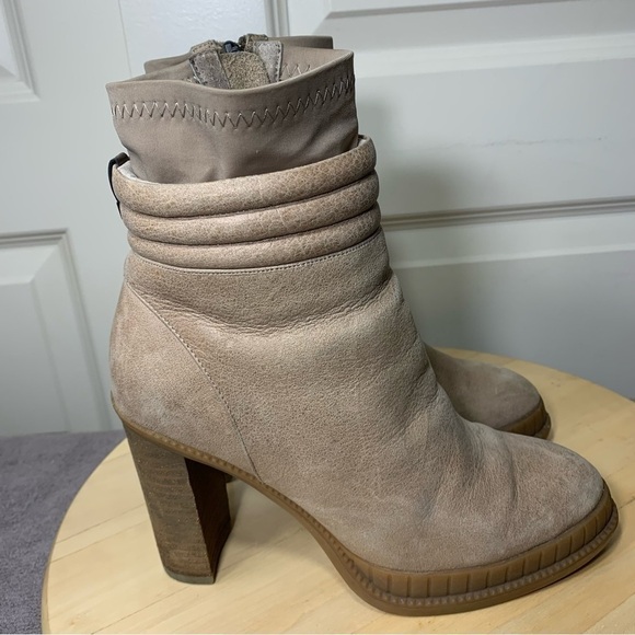 RUDSAK Ankle Heeled Booties Distressed Tan Leather Fleeced sz 38 Winter Boots - Picture 8 of 14